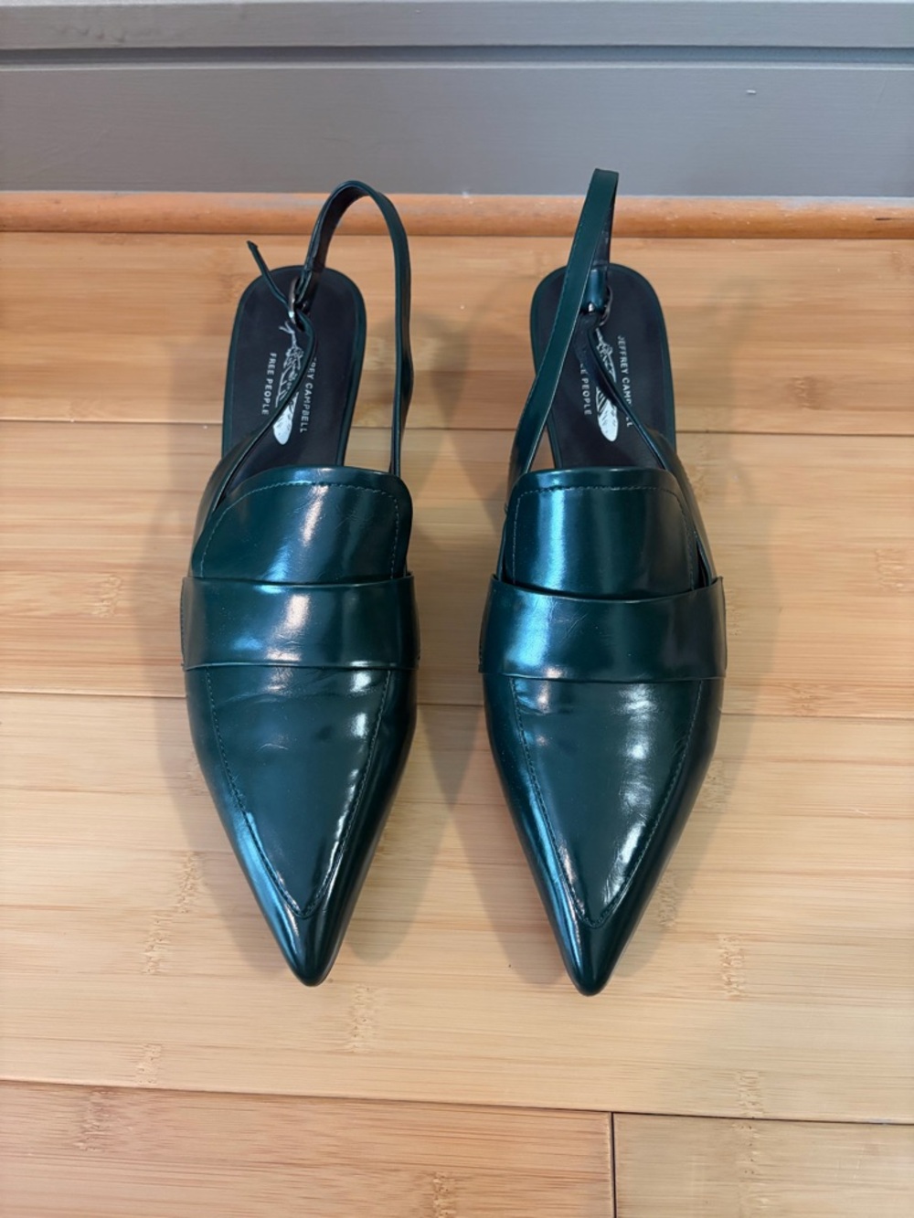 Jeffrey Campbell Surpass Dark Green Pointed Toe Pumps